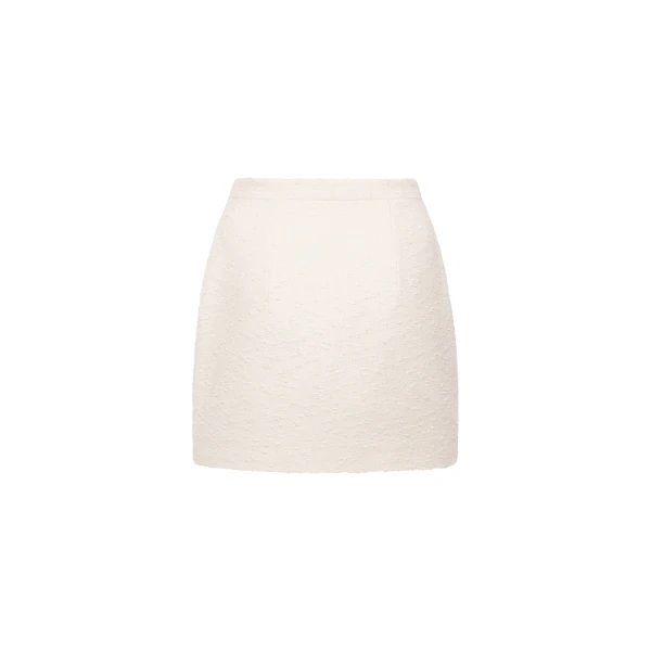 Alessandra Rich Tweed Bouclé Mini Skirt in Ivory, view 5