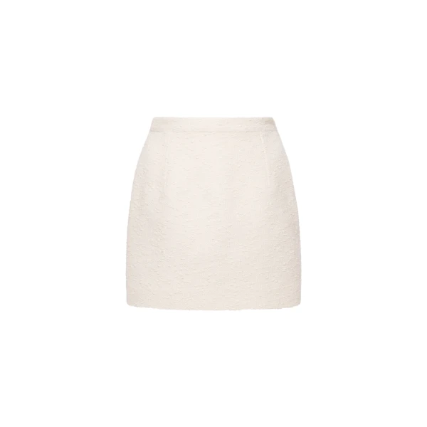 Tweed Bouclé Mini Skirt in Ivory