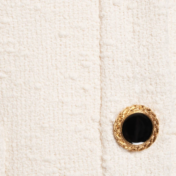Alessandra Rich Tweed Bouclé Off-Shoulder Jacket in Ivory, view 6