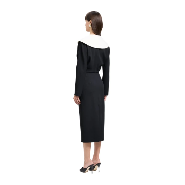 Alessandra Rich Wool Crêpe Cropped Double Breasted Jacket in Black, view 4