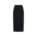 Alessandra Rich Wool Crêpe Midi Skirt in Black