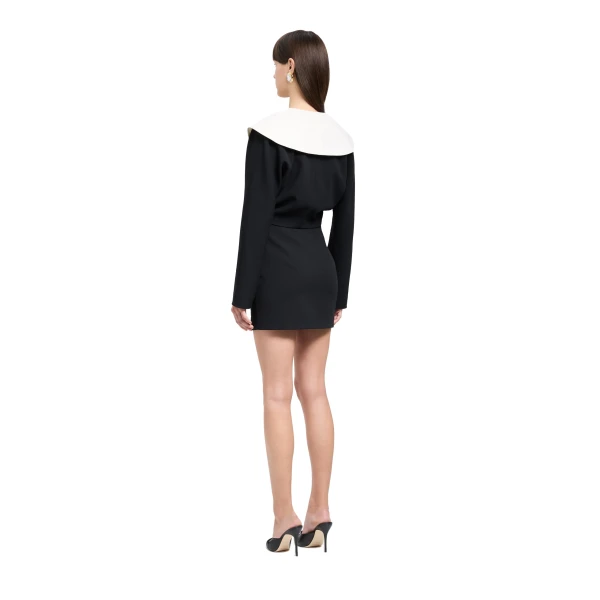 Alessandra Rich Wool Crêpe Mini Skirt in Black, view 4