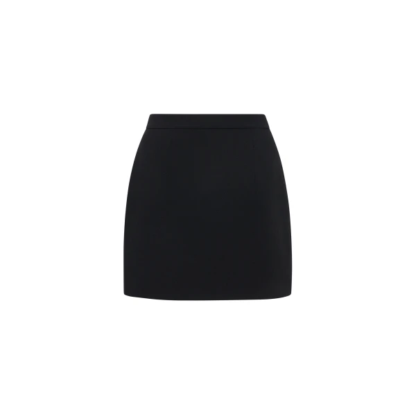 Alessandra Rich Wool Crêpe Mini Skirt in Black, view 5