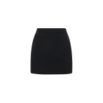 Alessandra Rich Wool Crêpe Mini Skirt in Black