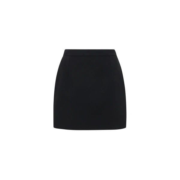 Wool Crêpe Mini Skirt in Black