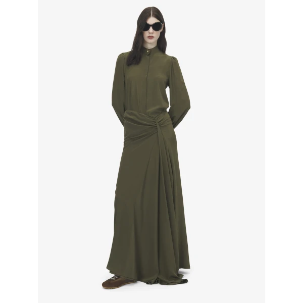 Alexander McQueen Asymmetric Waist Maxi Skirt in Green - Skirts - British Luxury Tailoring at Luxury Shoes 