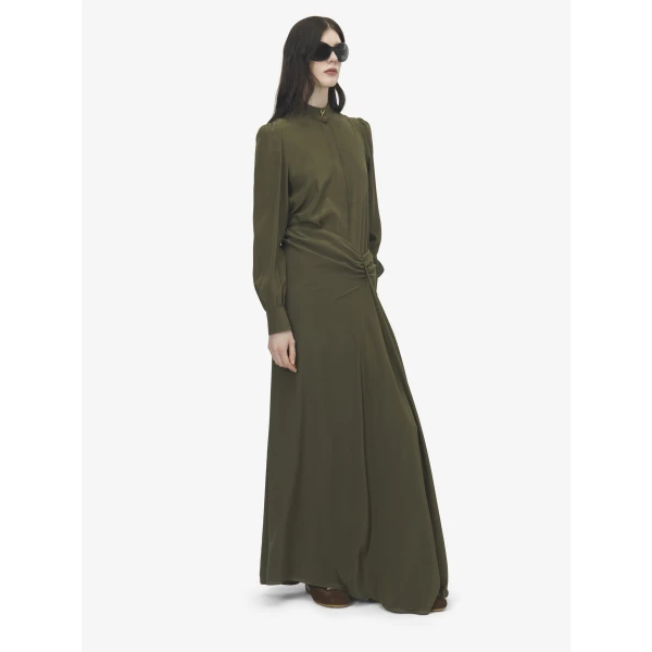 Alexander McQueen Asymmetric Waist Maxi Skirt in Green - Skirts - British Luxury Tailoring at Luxury Shoes 