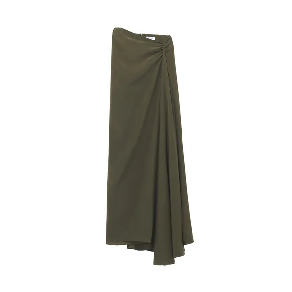 Alexander McQueen Asymmetric Waist Maxi Skirt in Green - Skirts - British Luxury Tailoring at Luxury Shoes 