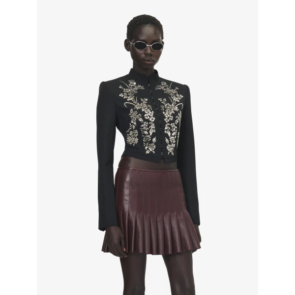 Alexander McQueen Floral Embroidery Cropped Jacket - Jackets - British Luxury Tailoring at Luxury Shoes 