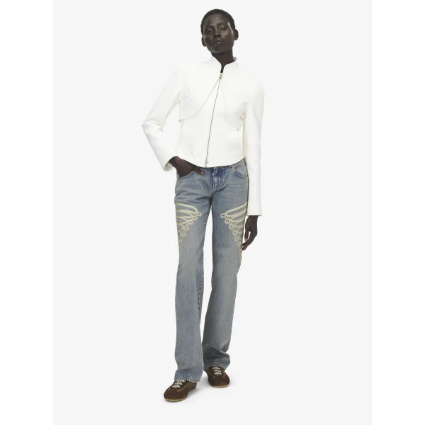 Alexander McQueen Floral Embroidery Leather Jacket - Jackets - British Luxury Tailoring at Luxury Shoes 