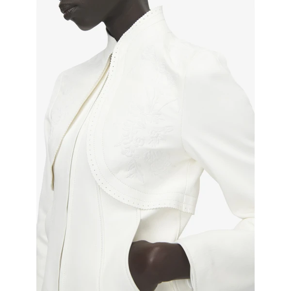 Alexander McQueen Floral Embroidery Leather Jacket - Jackets - British Luxury Tailoring at Luxury Shoes 