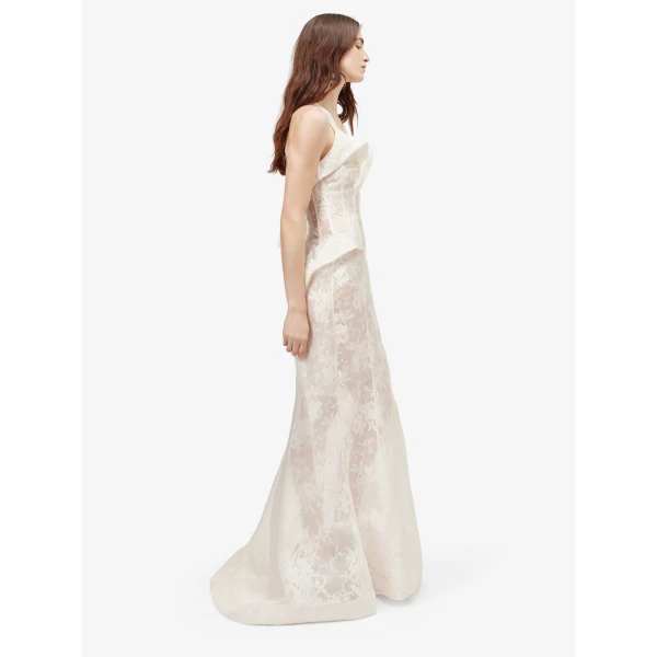 Alexander McQueen Floral Lace Evening Dress in Pink - Dresses - British Luxury Tailoring at Luxury Shoes 