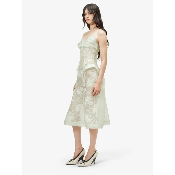 Alexander McQueen Floral Lace Midi Dress - Dresses - British Luxury Tailoring at Luxury Shoes 