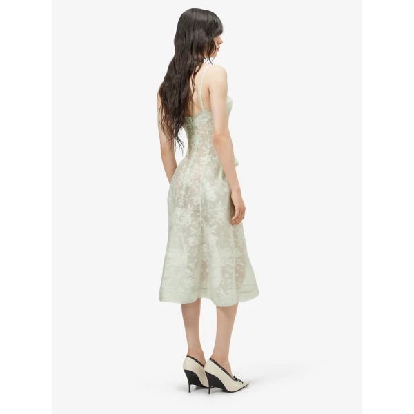 Alexander McQueen Floral Lace Midi Dress - Dresses - British Luxury Tailoring at Luxury Shoes 