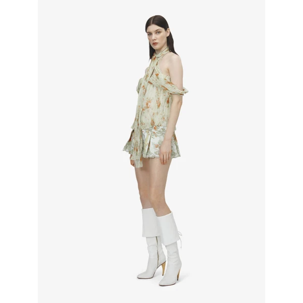 Alexander McQueen Floral Pleated Top - Tops - British Luxury Tailoring at Luxury Shoes 