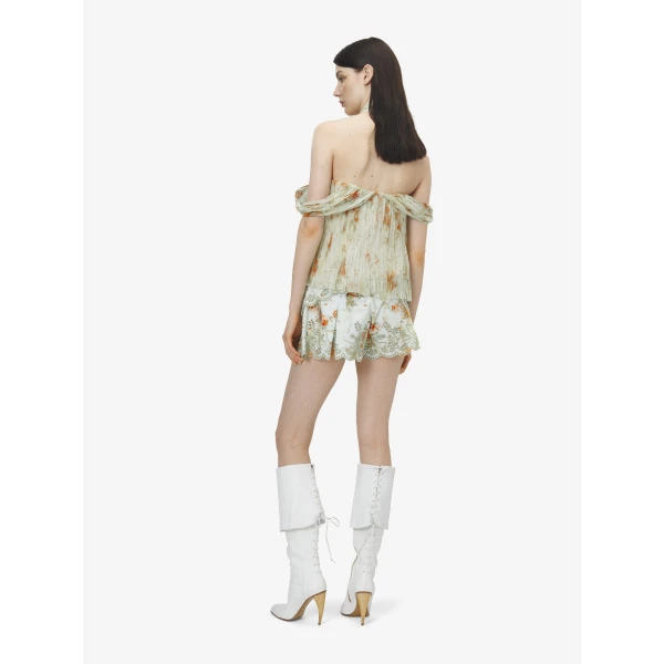 Alexander McQueen Floral Pleated Top - Tops - British Luxury Tailoring at Luxury Shoes 