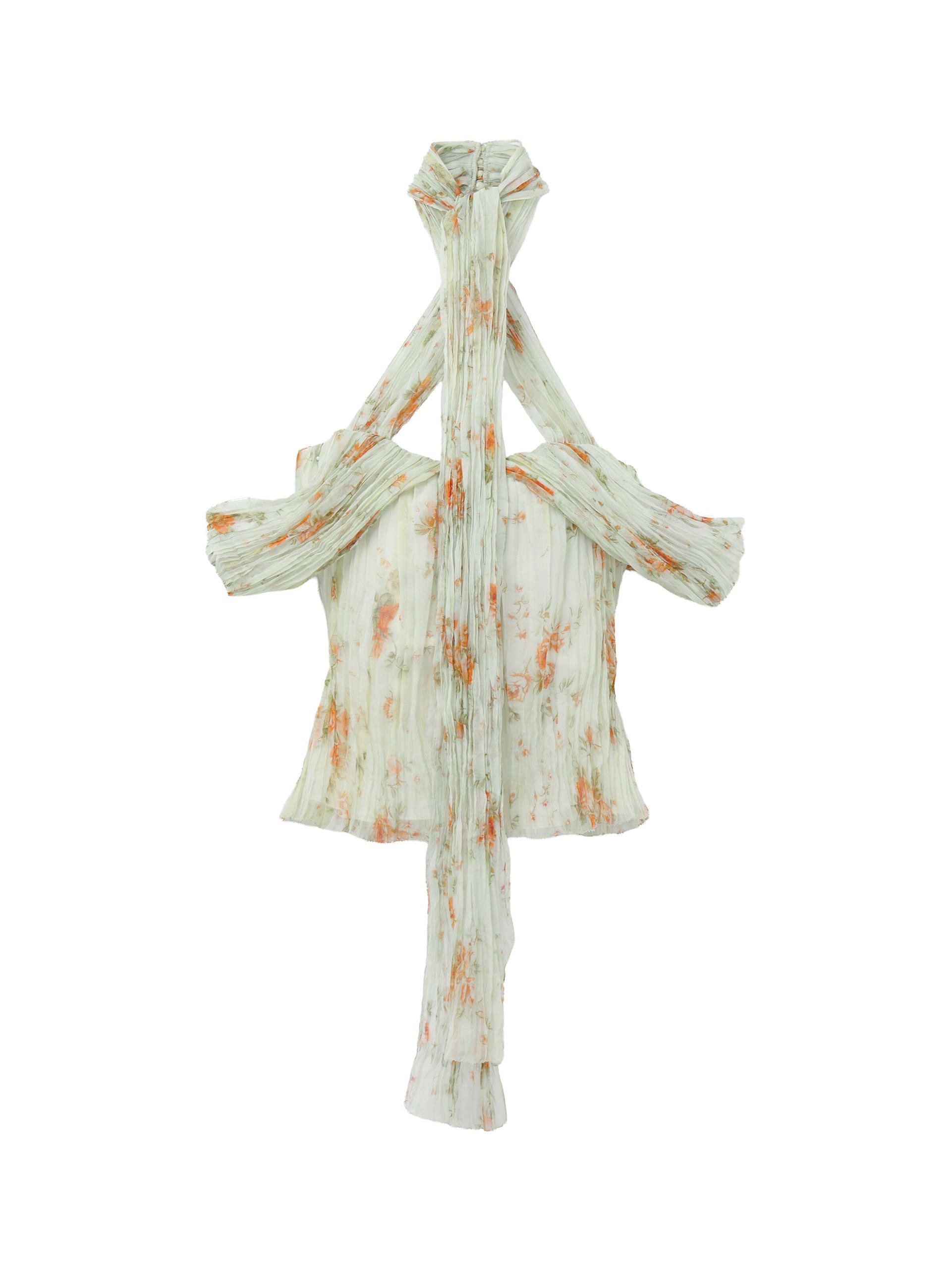 Alexander McQueen Floral Pleated Top - Tops - British Luxury Tailoring at Luxury Shoes Alexander McQueen Floral Pleated Top - Tops - British Luxury Tailoring at Luxury Shoes
