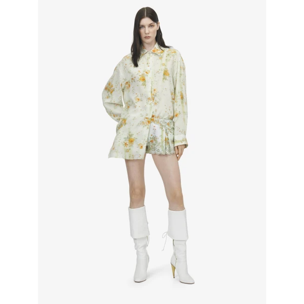 Alexander McQueen Floral Print Pyjama Shirt - Tops - British Luxury Tailoring at Luxury Shoes 