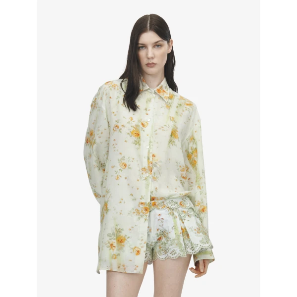 Alexander McQueen Floral Print Pyjama Shirt - Tops - British Luxury Tailoring at Luxury Shoes 