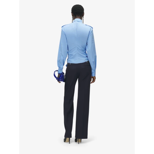 Alexander McQueen Gathered Long-Sleeved Shirt - Tops - British Luxury Tailoring at Luxury Shoes 