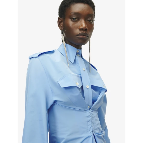 Alexander McQueen Gathered Long-Sleeved Shirt - Tops - British Luxury Tailoring at Luxury Shoes 