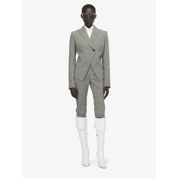 Alexander McQueen Gingham Check Tailored Capri Trousers - Pants - British Luxury Tailoring at Luxury Shoes 