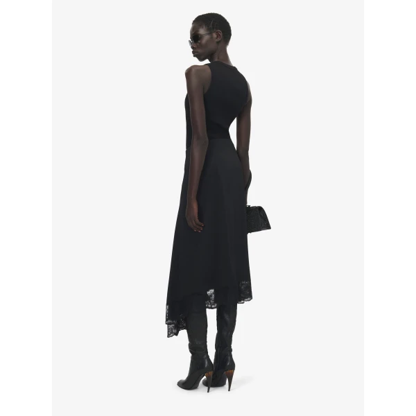 Alexander McQueen Lace Hem Asymmetric Midi Skirt - Skirts - British Luxury Tailoring at Luxury Shoes 