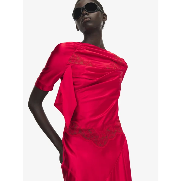 Alexander McQueen Lace Trim Evening Dress - Dresses - British Luxury Tailoring at Luxury Shoes 