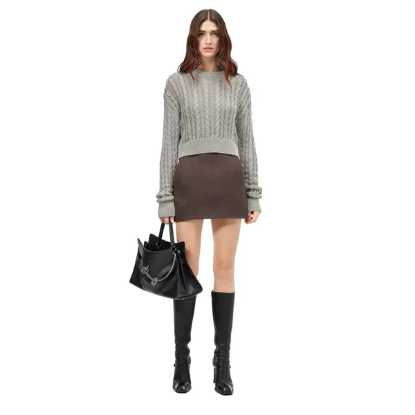 Alexander McQueen Metallic Cable Knit Jumper - Knitwear - British Luxury Tailoring at Luxury Shoes 