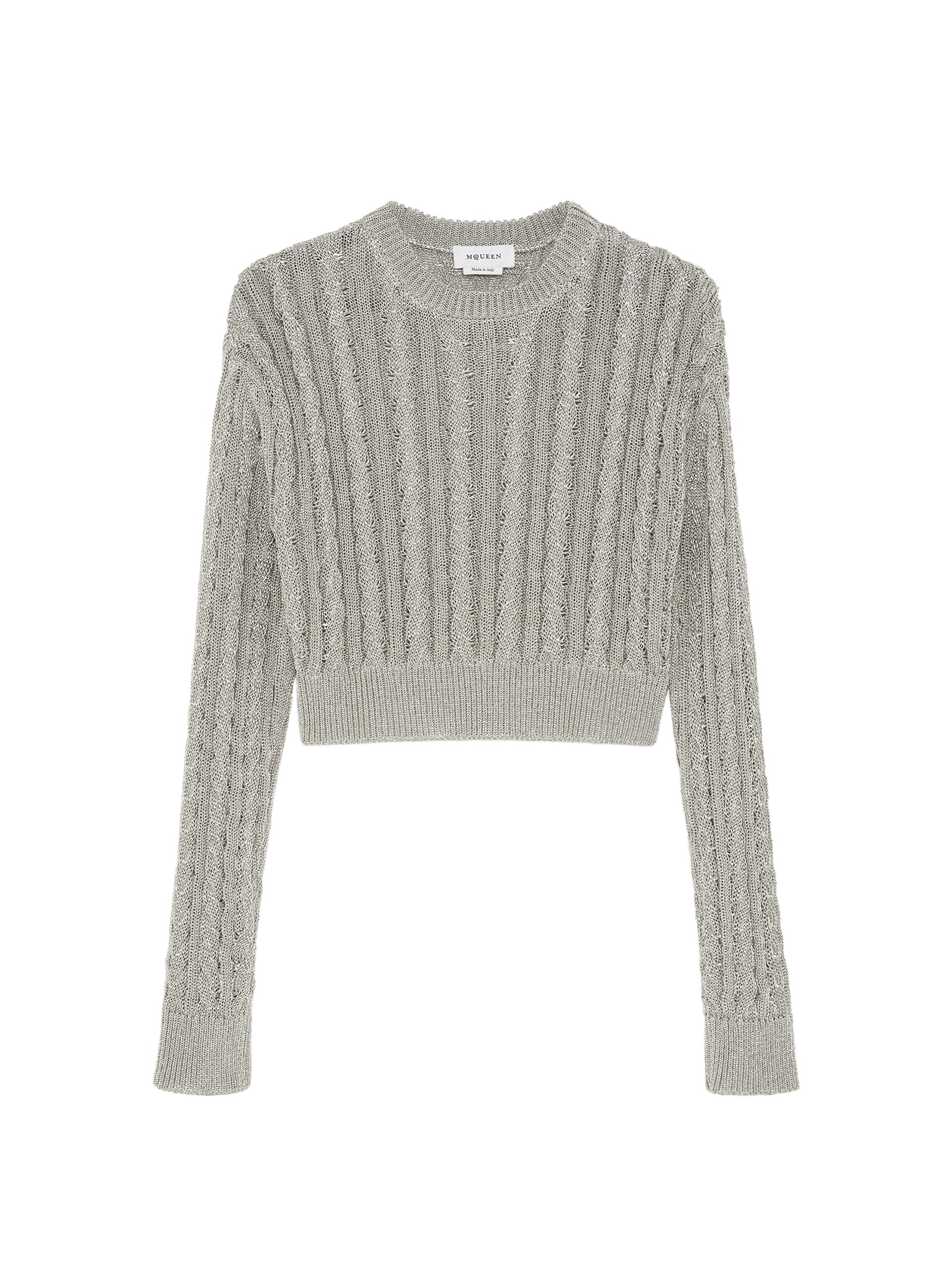 Alexander McQueen Metallic Cable Knit Jumper - Knitwear - British Luxury Tailoring at Luxury Shoes Alexander McQueen Metallic Cable Knit Jumper - Knitwear - British Luxury Tailoring at Luxury Shoes
