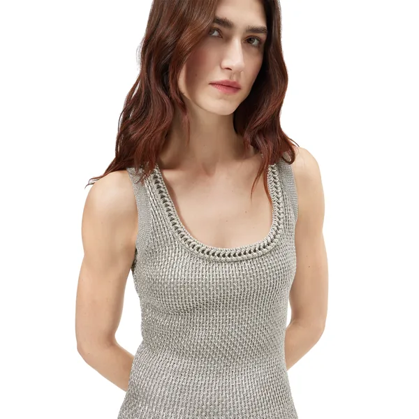 Alexander McQueen Metallic Knit Mini Dress - Dresses - British Luxury Tailoring at Luxury Shoes 