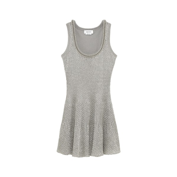 Alexander McQueen Metallic Knit Mini Dress - Dresses - British Luxury Tailoring at Luxury Shoes 