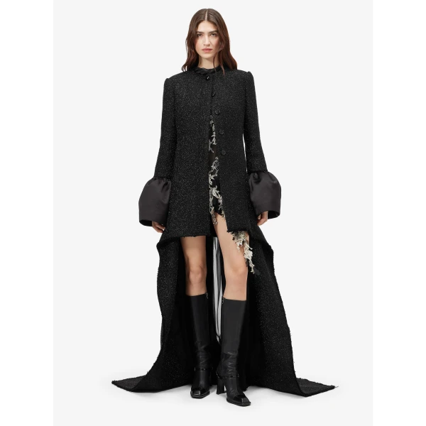 Alexander McQueen Metallic Tweed High-low Coat - Coats - British Luxury Tailoring at Luxury Shoes 