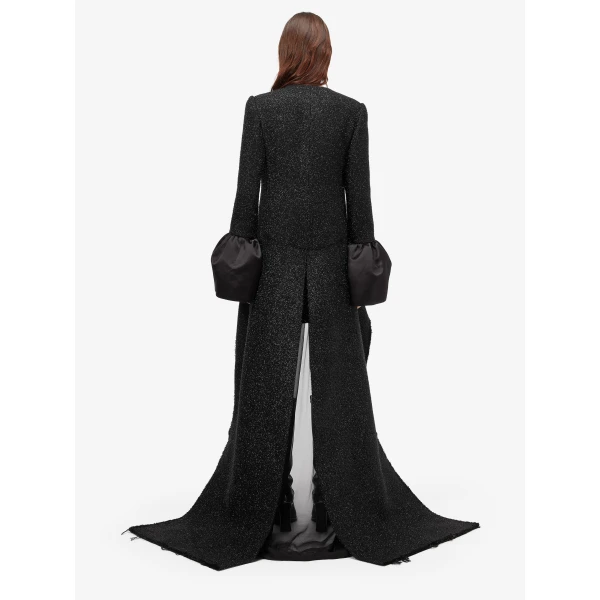Alexander McQueen Metallic Tweed High-low Coat - Coats - British Luxury Tailoring at Luxury Shoes 