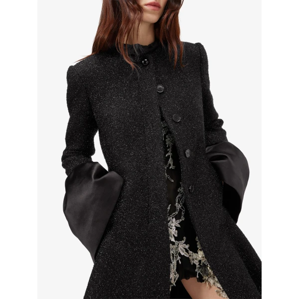 Alexander McQueen Metallic Tweed High-low Coat - Coats - British Luxury Tailoring at Luxury Shoes 
