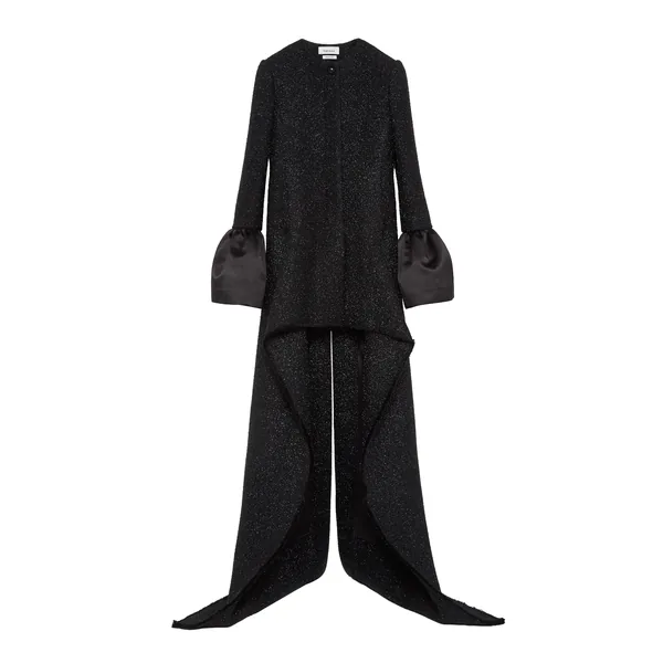 Alexander McQueen Metallic Tweed High-low Coat - Coats - British Luxury Tailoring at Luxury Shoes 