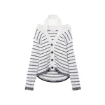 Alexander McQueen Off-the-shoulder Striped Cardigan - Knitwear - British Luxury Tailoring at Luxury Shoes 
