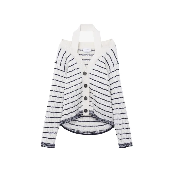 Off-the-shoulder Striped Cardigan