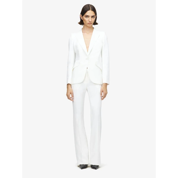Alexander McQueen Peak Shoulder Leaf Crepe Jacket - Jackets - British Luxury Tailoring at Luxury Shoes 