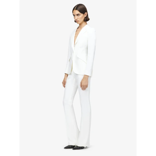 Alexander McQueen Peak Shoulder Leaf Crepe Jacket - Jackets - British Luxury Tailoring at Luxury Shoes 