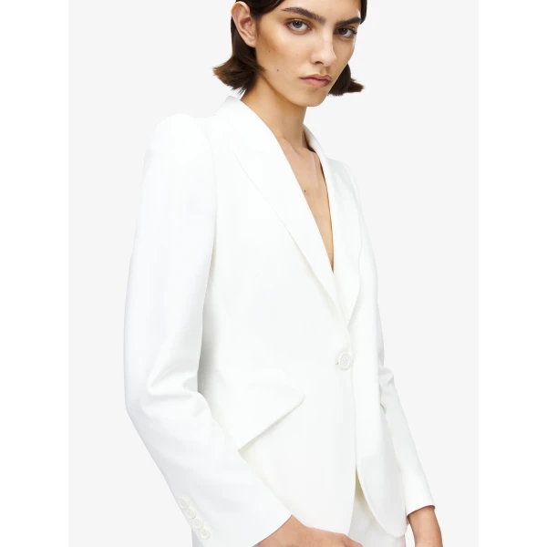 Alexander McQueen Peak Shoulder Leaf Crepe Jacket - Jackets - British Luxury Tailoring at Luxury Shoes 