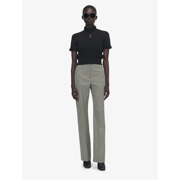Alexander McQueen Pointelle Knit Top in Black - Knitwear - British Luxury Tailoring at Luxury Shoes 