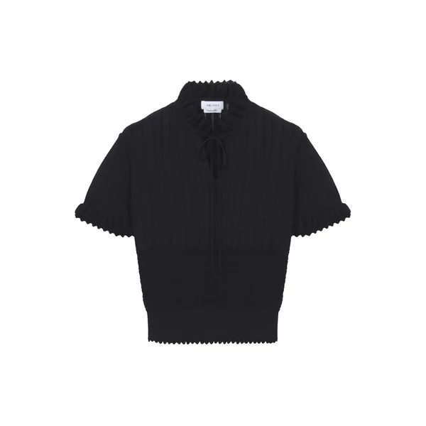 Alexander McQueen Pointelle Knit Top in Black - Knitwear - British Luxury Tailoring at Luxury Shoes 