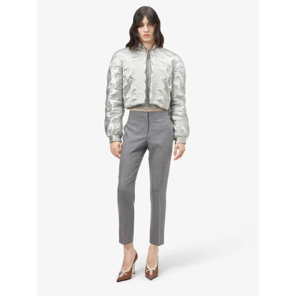 Alexander McQueen Rose Quilted Cropped Bomber Jacket - Jackets - British Luxury Tailoring at Luxury Shoes 