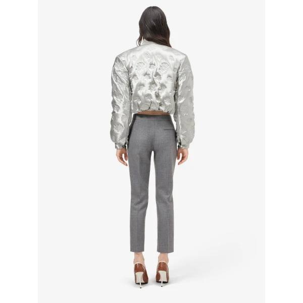 Alexander McQueen Rose Quilted Cropped Bomber Jacket - Jackets - British Luxury Tailoring at Luxury Shoes 