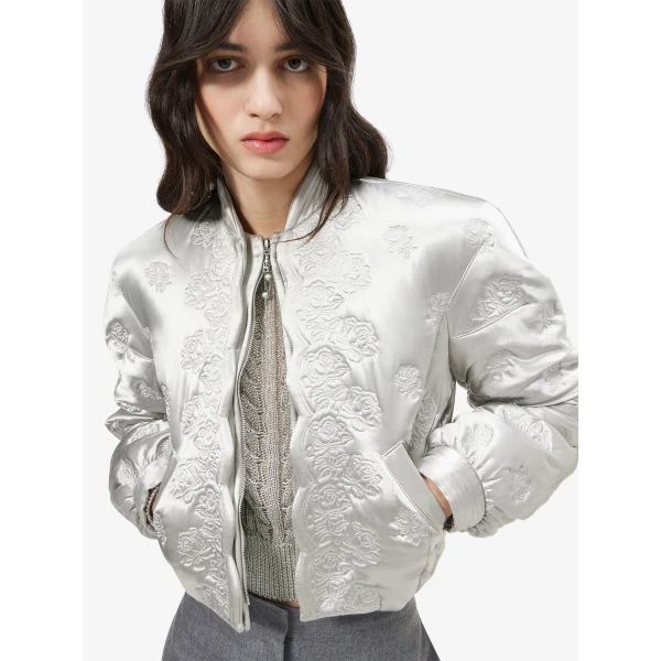 Alexander McQueen Rose Quilted Cropped Bomber Jacket - Jackets - British Luxury Tailoring at Luxury Shoes 