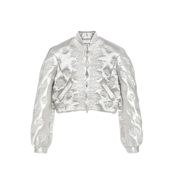 Alexander McQueen Rose Quilted Cropped Bomber Jacket - Jackets - British Luxury Tailoring at Luxury Shoes 