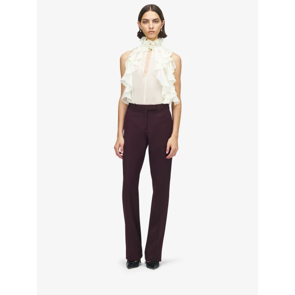 Alexander McQueen Ruffled Top in Cream - Tops - British Luxury Tailoring at Luxury Shoes 
