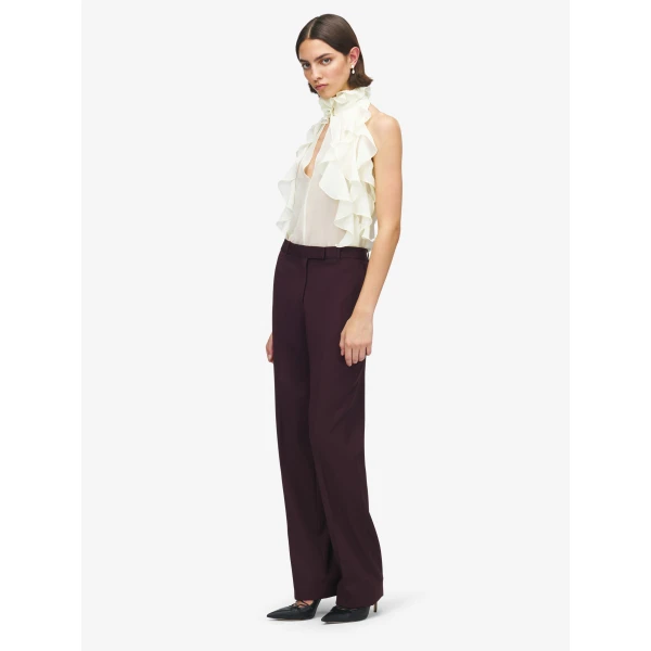 Alexander McQueen Ruffled Top in Cream - Tops - British Luxury Tailoring at Luxury Shoes 