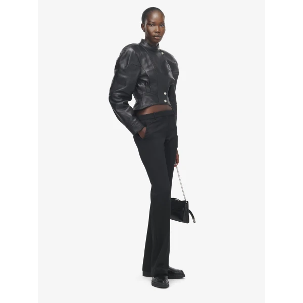 Alexander McQueen Sculpted Shoulder Leather Jacket - Jackets - British Luxury Tailoring at Luxury Shoes 